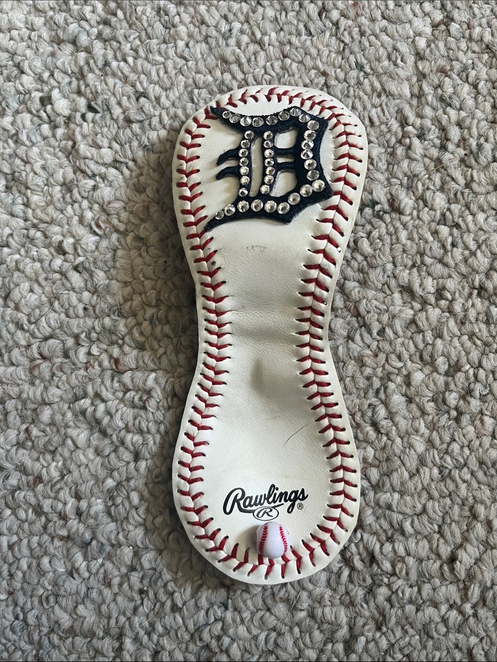 White Baseball-Style Bracelet Red Stitching and Detroit Tigers Logo